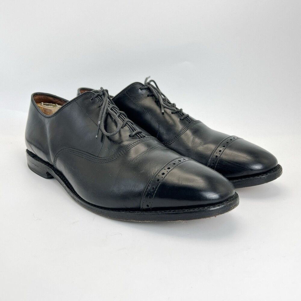 ALLEN EDMONDS Fifth Avenue Mens 10 3E Black Calfskin Leather CapToe Oxford VTG